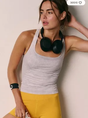 (IR) NWOT Free People Movement Good Karma Long Tank in Vintage Ice Grey thumbnail 1