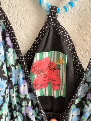 Free People Y2K Floral Boho Babydoll Cotton Racerback Tank Top Size S thumbnail 2