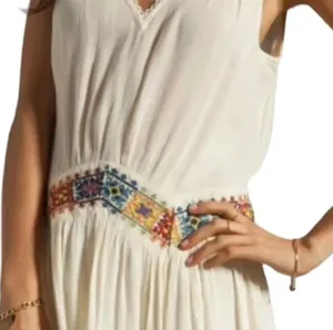 Free People embroidered waist crochet neckline gauze dress thumbnail 3