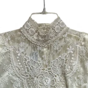 Vintagew Scott McClintock blouse Size 10 Lace High Neck Victorian Boho Bridgeton thumbnail 2
