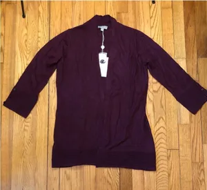 Evolution by Cyrus Women's NWT Rayon Blend Burgundy Open Cardigan - Size M thumbnail 1