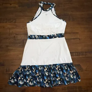 EleVen by Venus Williams Tennis Dress White Print‎ Halter Neck Skirt Small thumbnail 3