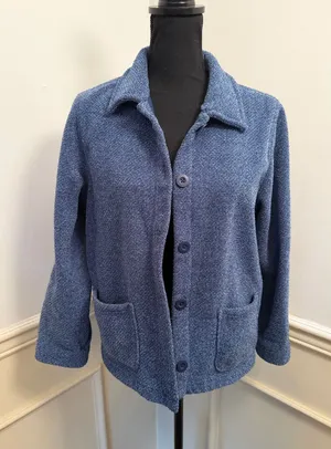 L.L. Bean Marled Blue Traveler Cardigan Button Front Sweater Jacket Pockets thumbnail 1