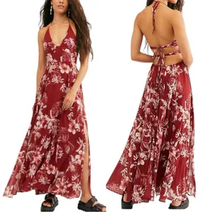 Free People Lille Maxi Dress Floral Tie Back Boho Sz‎ S thumbnail 2