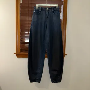 NWT $158 Anthropologie x Pilcro Dark Blue High-Rise Balloon Jeans 23 TALL thumbnail 4