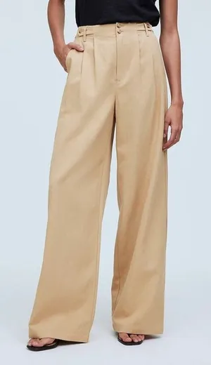 Madewell Sand Khaki Light Academia The Harlow Wide Leg‎ Trouser Pants thumbnail 1