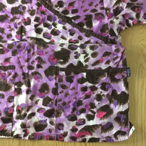 New Animal Print Scrub Top 2 Pockets Cotton Small thumbnail 6