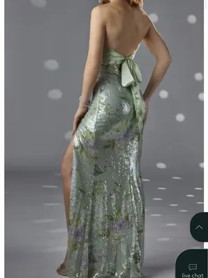 City Triangles Sage Green Sequin Dress with Slit and Satin thumbnail 6