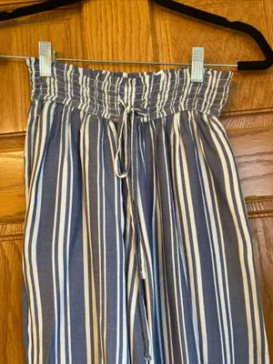 Hollister Womens S Elastic Waist Ultra High Rise Pants Navy White Resort Cruise thumbnail 2