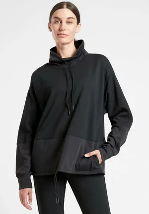 Athleta Hermosa Mock Neck Sweatshirt BLACK‎ SIZE Medium Great Shape thumbnail 1
