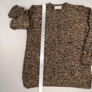 Vintage Jennifer Moore Marled Cable Knit V-Neck Sweater Brown Black Small thumbnail 6