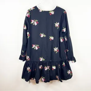 ASOS Women's Floral Embroidered Drop Waist Mini Dress Size 10 Black Boho Chic‎ thumbnail 3