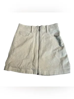 American Eagle Outfitters Cream Zip-Front Mini Skirt Size 2 thumbnail 4