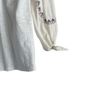 Vintage America Blues Women Top S Ivory‎ 3/4 Sleeve Embroidered Boho Festival thumbnail 5
