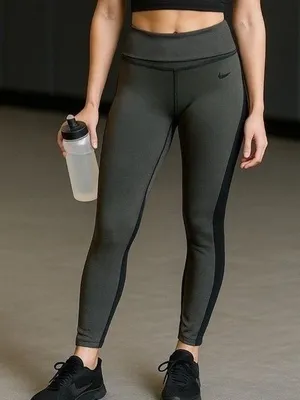 Nike Olive Green & Black Dri Fit Full Length Leggings thumbnail 1