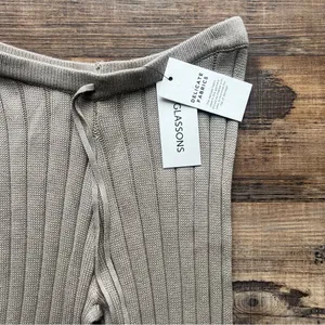 Glassons Women’s Beige Ribbed Flared Knit Pants Flowy High Waist Boho Sz XS NWT thumbnail 2
