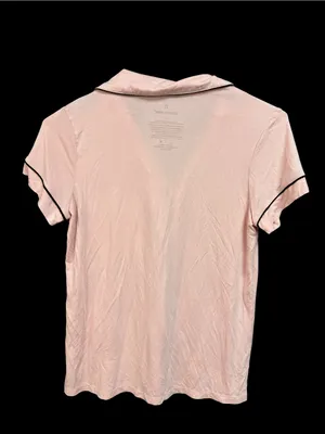 Women’s Pink Short Sleeve Tommy John Pajama Set with Contrast Piping thumbnail 3
