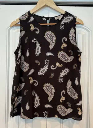 Loft Outlet Brownish/Gray Paisley Bow Back Detail‎ Tank Top Size Small thumbnail 1
