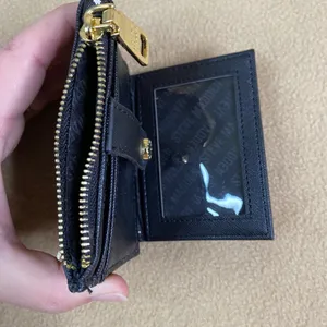 Steve Madden Black Faux Leather Zip‎ Card Holder Wallet Coin Pouch ID Window GUC thumbnail 5
