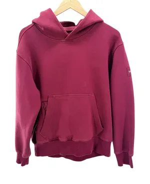 YPB Abercrombie & Fitch‎ Women XS neoKNIT Max Hoodie Burgundy Scuba Sweatshirt thumbnail 1