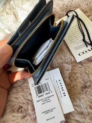 NWT Coach Snap Wallet In Loved Denim With Charm CEC35 denim/Gold/Light Indigo thumbnail 6