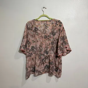 Adrienne Vittadini Pink Floral Peplum Blouse Sz XL thumbnail 10