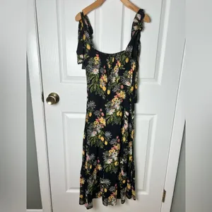 Reformation Twilight Tie Bow Sleeveless Midi Dress Sicilia Black Floral 0 thumbnail 7