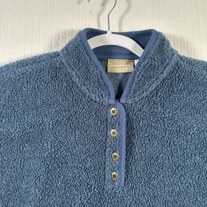 VTG Liz Claiborne Fleece Pullover Sweater Womens XL Blue Henley Snap Fuzzy Cozy thumbnail 6