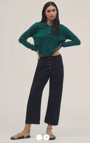 Anthropologie The Arin Mid-Rise Button-Front Barrel Pants Pilcro: Linen Edition thumbnail 1