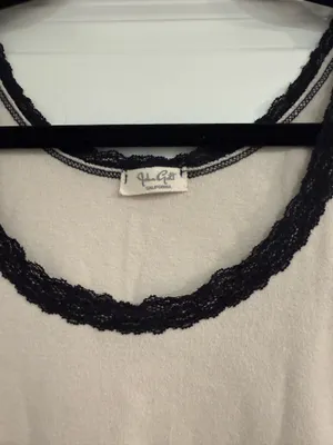 Brandy Melville Cream Tank Top with Black Lace Trim thumbnail 3