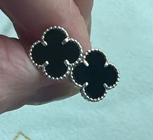 Anthropologie Sterling black clover studs thumbnail 1