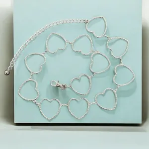 Silver Heart Chain Belt Women's Adjustable Skinny Waist Accessory thumbnail 3