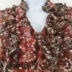 Cato Lace Babydoll Womens Shirt Sz XL Brown Ruffle Boho Y2K Romantic Floral Fall thumbnail 3