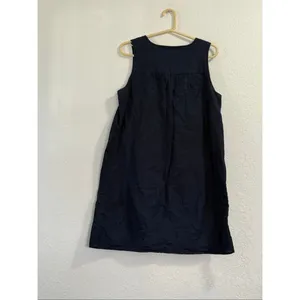 J CREW | navy blue embroidered midi sleeveless shift dress M linen blend thumbnail 3