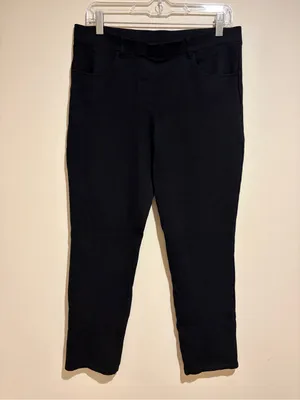 Quince Ultra-Stretch Ponte Straight Leg 4-Pocket Pull-On Pants Black Size Large thumbnail 9