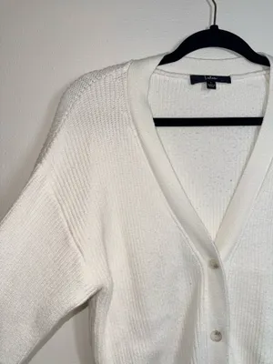 Lulus Ivory White Button Up Cropped Cardigan Sweater Knit thumbnail 4