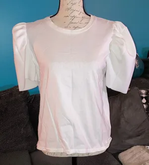 🎉4 for $20 Zara White Puff Sleeve Top, Medium thumbnail 1
