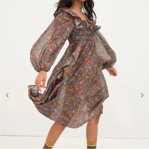 For Love & Lemons Brittany ruffle Midi balloon sleeve floral Dress Size‎ M thumbnail 4