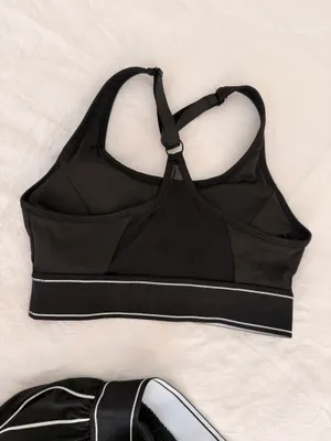 SheIn 2pc Activewear Set Black and White Stripe Pants and Sports Bra thumbnail 4