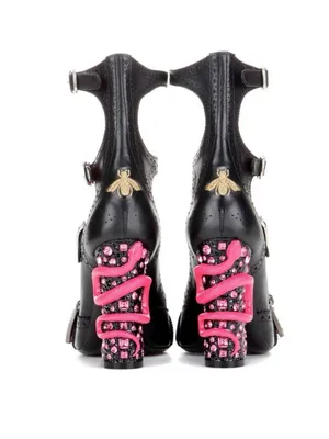 NEW Gucci Queercore Crystal Embellish Brogue Snake Heel Pumps Size 38.5 RARE thumbnail 4