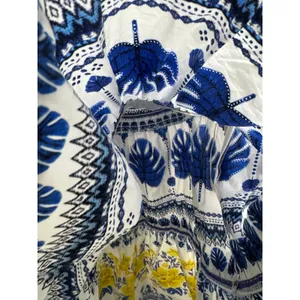 Farm Rio Blue White Tropical Floral Print Ruffle Mini Romper Size Small S thumbnail 5