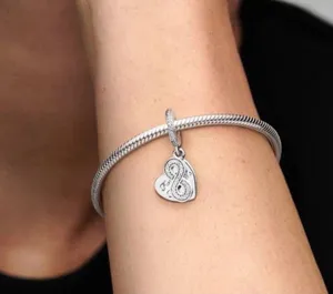 Authentic Pandora Charm, Forever Friends‎ Dangle, #791948CZ, Silver, Clear CZ thumbnail 1