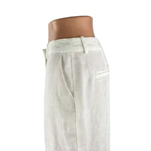 NEW Zara Women's White Floral Embroidered Lace Hem Wide Leg Trousers Pants Sz M thumbnail 3