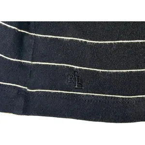 Lauren Ralph Lauren Top Large Black Stripe Boat Neck Cotton Coastal Preppy thumbnail 3