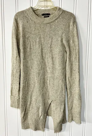 ZARA Dress Women‎ Size L Cable Knit Crewneck Long Sleeve Slit Front Italian yarn thumbnail 1
