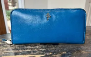 Cole Haan Blue Leather Zip Around Wallet thumbnail 1