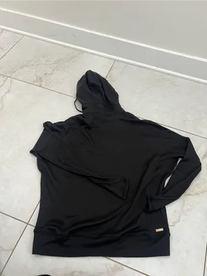 NEW ALALA Black Ribbed Hoodie Size Small thumbnail 4