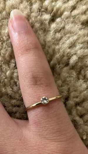 Gold Solitaire Antique Vintage Rhinestone Ring thumbnail 2