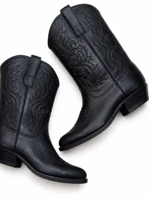 Tony Lama Black Leather Western Cowboy Boots Women’s 8 M Vintage USA Western GUC thumbnail 2
