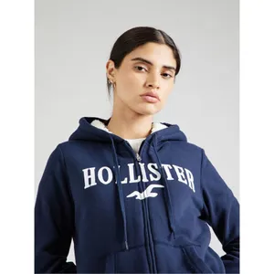 ✨Hollister Co. FAUX SHEARLING-LINED ZIP-UP LOGO GRAPHIC NAVY SZ LARGE HOODIE✨ thumbnail 3